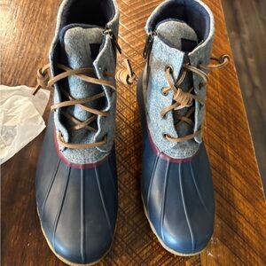 Sperry Blue and Gray High-Top Boots with Soft Leather